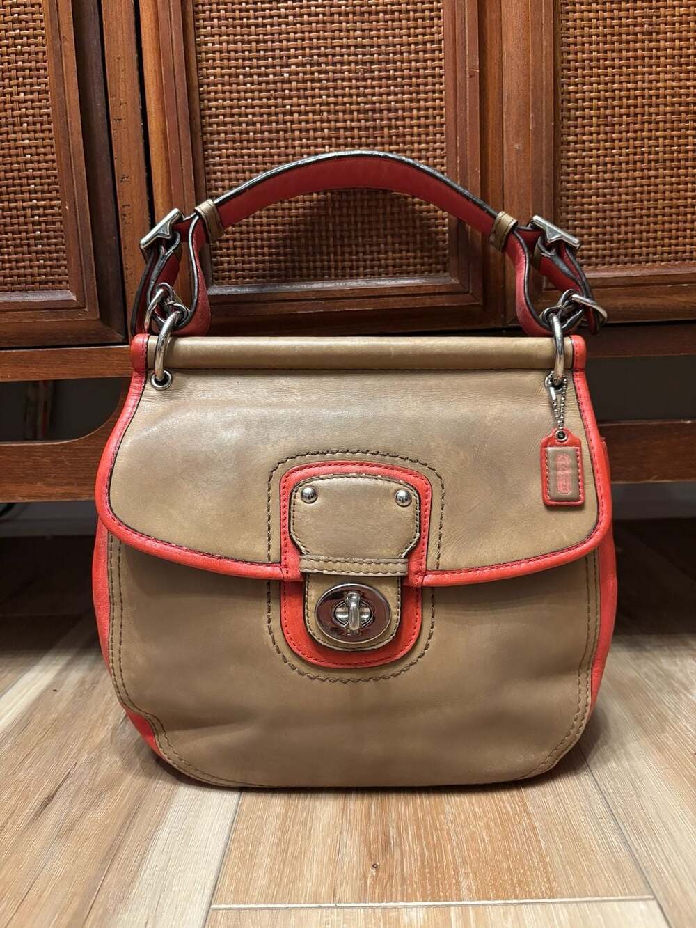 Coach Berry Buckskin Slate Anniversary Legacy Willis Leather Top Handle Bag